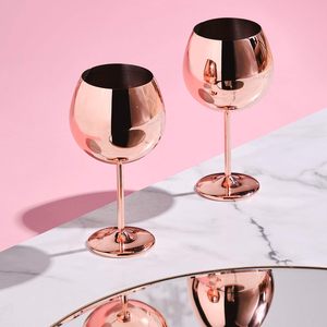 แก้วแชมเปญสุดหรูสีโรสโกลด์ทำจากสแตนเลสแก้วไวน์แดงทนทานต่อการหล่นทรงกลองความจุขนาดใหญ่ - Product Image 5