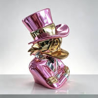 Statue de Scrooge en résine, sculpture de canard argenté électroplaqué, décoration de luxe pour la maison, ornement de bureau, figurine de collection d'art