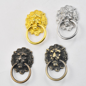 European <b>Style</b> Lion <b>Head</b> Ring Drawer Handle Zinc Alloy Antique Bronze Gold Silver Brushed Finish Cabinet Door Pull - Product Image 1