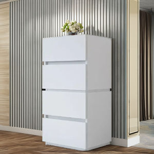 Commode blanche moderne Galata à 4 tiroirs, style design nordique européen, en MDF et métal, pour chambre à coucher et chambre de bébé - Product Image 6
