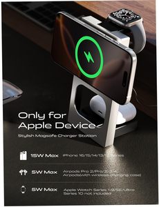 LISEN Nueva Estación de Carga Inalámbrica Rápida Qi2 de 15W, Base de Carga Magnética para Teléfono para <span class=keywords><strong>iPhone</strong></span> 17 16 Pro Max, Apple Watch, AirPods Pro - Product Image 2