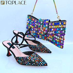 Ensembles de chaussures et de sacs <span class=keywords><strong>bleu</strong></span> <span class=keywords><strong>marine</strong></span> Chaussures et sacs de marque Ensembles assortis Tempérament haut de gamme Plein diamant pour dame - Product Image 6