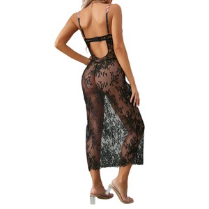 New Fashion Flower Embroidered <b>Suspender</b> Lingerie <b>Set</b> Sexy Backless Transparent Underwear <b>Set</b> - Product Image 6