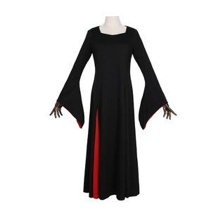 Robe de cosplay Wednesday Addams Family, costume long noir avec bordure rouge pour adulte, tenue de jeu de rôle pour Halloween - Product Image 4