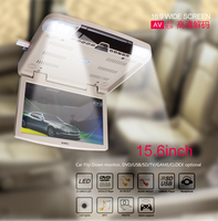 Écran IPS 15,6 pouces rabattable pour bus/montage au plafond avec lecteur MP5, prise en charge USB/SD, résolution 1366x768, moniteur de plafond