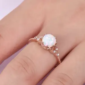Euro-American Hot Sale Moonstone Diamond Ring Plated 18K Rose Gold White O Treasure Engagement Ring Accessories Jewelry