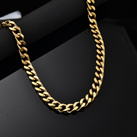 Miani-gargantilla de cadena cubana para hombre, collar de eslabones de acero inoxidable, 18K, 14 k, chapado en oro PVD, Hip Hop, 18, 14 k