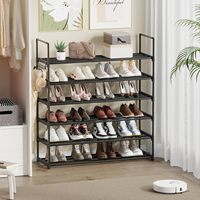 Meuble à chaussures en acier pour la maison, étagère à chaussures 5 niveaux anti-poussière pour dortoir, meuble de rangement réglable en hauteur en métal