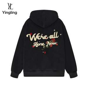 Yingling High Quality French Terry Towel Embroidery Pullover Hooded Sweatshirt Chenille Custom Embroidered <b>Hoodie</b> <b>Men</b> - Product Image 5