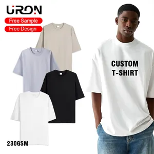 T-shirt da uomo oversize oversize 2024 Uron in cotone 100% di alta qualità t-shirt da uomo
