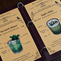 Carnet de Cocktails Personnalisé en Métal avec Anneaux, Couverture Rigide, Lamination Film, Design Vintage, Inserts en Papier Kraft Remplaçables pour
