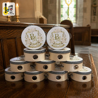 Lot de 4 tambourins personnalisés de 4 pouces pour invités de mariage, avec logo imprimé sur ruban et dentelle, pour fêtes et célébrations