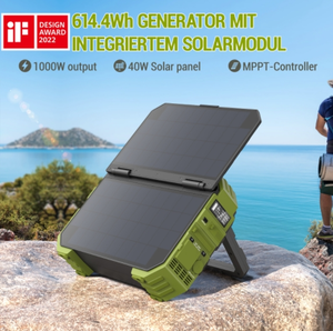 Portable 1000W Solar <strong>Generator</strong> <strong>Power</strong> Station 614Wh Battery <strong>with</strong> MPPT Controller EU <strong>Plug</strong> for Home Outdoor Camping Solar Charging - Product Image 2