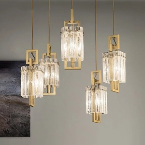 Lustre superposé pour escalier, villa duplex, salon, salle à manger, style américain créatif, grand cristal de verre - Product Image 3