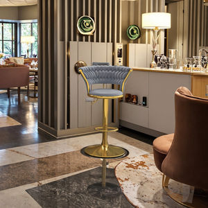 Sillas de <span class=keywords><strong>Bar</strong></span> de Terciopelo Lujosas con Altura Ajustable y Elegantes Patas de Metal Dorado para Cocina, Hogar o <span class=keywords><strong>Bar</strong></span> - Product Image 1