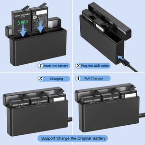 Hub de charge portable à 3 emplacements pour Osmo <span class=keywords><strong>Action</strong></span> 5 Pro/4/3 avec compatibilité caméra et 3/4 batteries de remplacement (noir) - Product Image 4