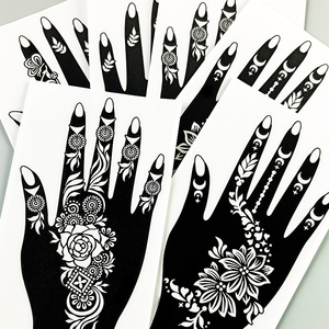 <span class=keywords><strong>Pochoir</strong></span> autocollant unique en PVC pour tatouage temporaire au <span class=keywords><strong>henné</strong></span>, étanche, pour peinture artistique sur main, réutilisable, pour aérographe - Product Image 5