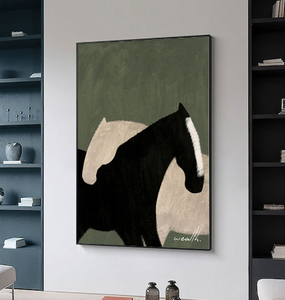 Dipinto Astratto di Cavallo <span class=keywords><strong>Bianco</strong></span> <span class=keywords><strong>e</strong></span> <span class=keywords><strong>Nero</strong></span> su Tela, Decorazione Murale per Casa, Personalizzabile, Produzione 2023 - Product Image 2