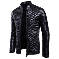 Blousons Homme en Similicuir Haute Qualité Nouvelle Mode Col Zippé Noir et Rouge
