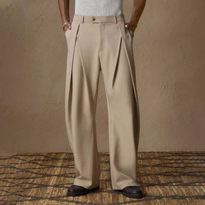 Streetwear Relaxed Fit Trousers Men's Loose Fit Dress Pants - Lightweight Wide Leg Casual Trousers For Business & Streetwear Streetwear Relaxed Fit Trousers Men's Loose Fit Dress Pants - Lightweight Wide Leg Casual Trousers For Business & Streetwear