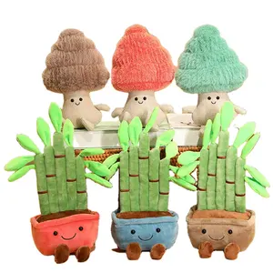 도매 귀여운 식물 봉제 장난감 만화 나무 박제 인형 Kawaii 소나무 럭키 대나무 최고의 가정 장식 애니메이션 화분