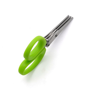 Three Layer Stainless Steel <b>Kitchen</b> <b>Scissors</b> Green Handle For Chopping Scallions Seaweed Baby Food Home Use - Product Image 3