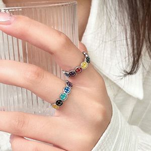 Silver Ruitai S925 Sterling Silver Smiley Face <b>Open</b> <b>Ring</b> For Women Korean Style Light Luxury Jewelry Gift - Product Image 3