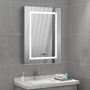 Зеркальный шкаф для ванной со светодиодной подсветкой и гнездом для бритья