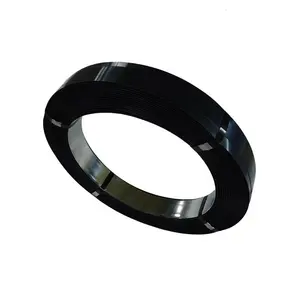 Cinturino in metallo cerato nero con fascia in acciaio verniciato nero