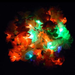 Décoration de fête Collier de fleurs colorées Soie hawaïenne Artificielle Lei <span class=keywords><strong>Guirlande</strong></span> LED <span class=keywords><strong>personnalisée</strong></span> - Product Image 1