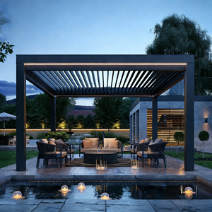 <span class=keywords><strong>Pergola</strong></span> préfabriquée en aluminium avec toit à lames orientables, protection solaire, éclairage LED ou <span class=keywords><strong>rideaux</strong></span> - Product Image 6