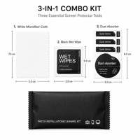 Kit de Accesorios de Instalación de Toallitas de Limpieza Desechables para Móviles, Teléfonos, Cámaras, Computadoras, Televisores, Limpiador de Pantalla de Microfibra Cuadrado