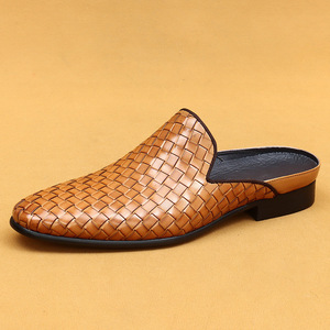 Sandales d'été pour hommes en cuir véritable, tissées à la main, style décontracté et professionnel, sandales de luxe en cuir de créateur, élégantes - Product Image 6