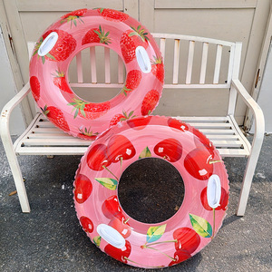 ห่วงยางว่ายน้ำพิมพ์ลายผลไม้ แตงโม สตรอว์เบอร์รี สับปะรด เชอร์รี สำหรับผู้ใหญ่ ใช้ได้ทั้งชายและหญิง ทำจาก PVC หนา 0.18 มม. - Product Image 2