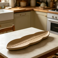 Plaque de cuisson en acier aluminisé durable et écologique, antiadhésive, avec design à longues feuilles, compatible four, pour la cuisson domestique du pain