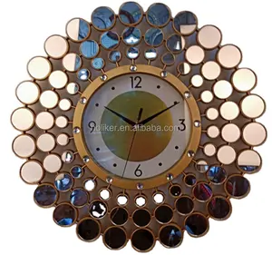 gift promotional plastic mirror clock living room decorative 47cm art stick on wall clock