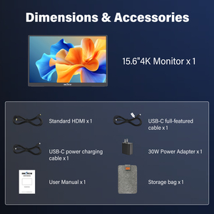 จอภาพพกพา InnoView ขนาด 15.6 นิ้ว ความละเอียด 4K พร้อมพอร์ต USB-C คู่ และช่องเสียบเสียง <span class=keywords><strong>3</strong></span>.5 มม. พร้อมอะแดปเตอร์แปลงไฟสำหรับแล็ปท็อป Mac และ PS5 - Product Image 5