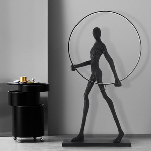 Lampe sur pied Anatomie, homme sportif en marche avec lampes circulaires, sculpture, statue, lampes sur pied, éclairage carré - Product Image 4