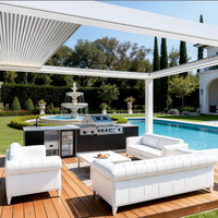 Pergola bioclimatique de luxe Sweet Home en aluminium avec lames rétractables électriques et éclairage, imperméable, pour jardin extérieur