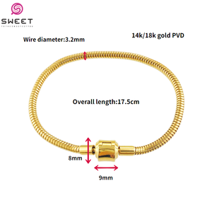 <span class=keywords><strong>Bracciale</strong></span> alla Moda 2025 in Acciaio Inox 316L Placcato Oro 18K a Forma di Cuore con Catena a Maglia Serpente - Product Image 3