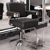 Chaise de salon de coiffure en cuir PU au design traditionnel, réglable en hauteur, rotative à 360 degrés, avec pompe hydraulique pour usage commercial, hôtels