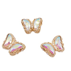Accessoire de bijoux portable en alliage de cristal électroplaqué 3D avec strass en forme d'aile de papillon pour porte-clés et colliers DIY - Product Image 5