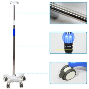 Factory direct supply thickened height adjustable stainless steel mobile IV stand drip stand infusion pole - Product Image 2