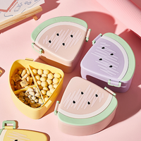 Nouvelle boîte à bonbons créative en forme de pastèque avec couvercle en plastique, mignonne boîte de rangement pour collations d'enfants, 3 compartiments, boîte portable pour noix et produits secs