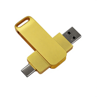 Clé USB 64 Go Clé USB 32 Go OTG Métal USB 2.0 Type C Haute Vitesse Clé Mémoire Imprimée au Laser Logo Gratuit OTG USB Type C