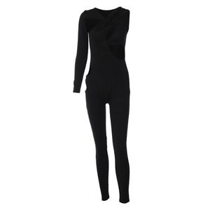 Combinaisons pour femmes Sexy couleur unie <span class=keywords><strong>pagne</strong></span> irrégulière découpe taille une pièce combinaison à manches longues <span class=keywords><strong>robe</strong></span> pour femmes - Product Image 6