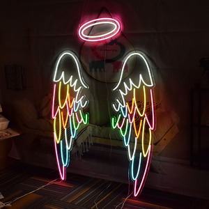 Ailes de néon colorées personnalisées décoration murale de fond enseigne d'ailes d'ange pour bar de fête de mariage 55 bandes de <span class=keywords><strong>LED</strong></span> IP65 88 - Product Image 4