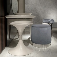 Ensemble de coiffeuse de maquillage de luxe personnalisée avec miroir intégré Tiroirs de rangement et tabouret au design moderne pour chambre à coucher d'hôtel ou de spa