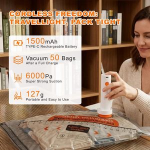 Space-Saving Travel Vacuum Storage <b>Bags</b> with Electric Pump Reusable <b>Compression</b> Set for Luggage, Clothes & Bedding - Product Image 2