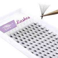 Extensions de cils individuels pré-éventailés faits à la main, base ultra-fine, naturels pour le volume, 12 rangées, sans chute